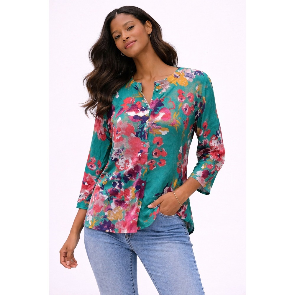 Cable & Gauge- Multicolor‎ Floral Cardigan Size M